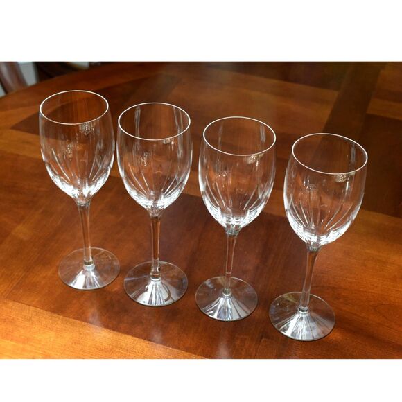 Set of 4 Lenox Starfire Cut Crystal Wine Goblets 8 3/8" American Lead Crystal - Picture 2 of 6